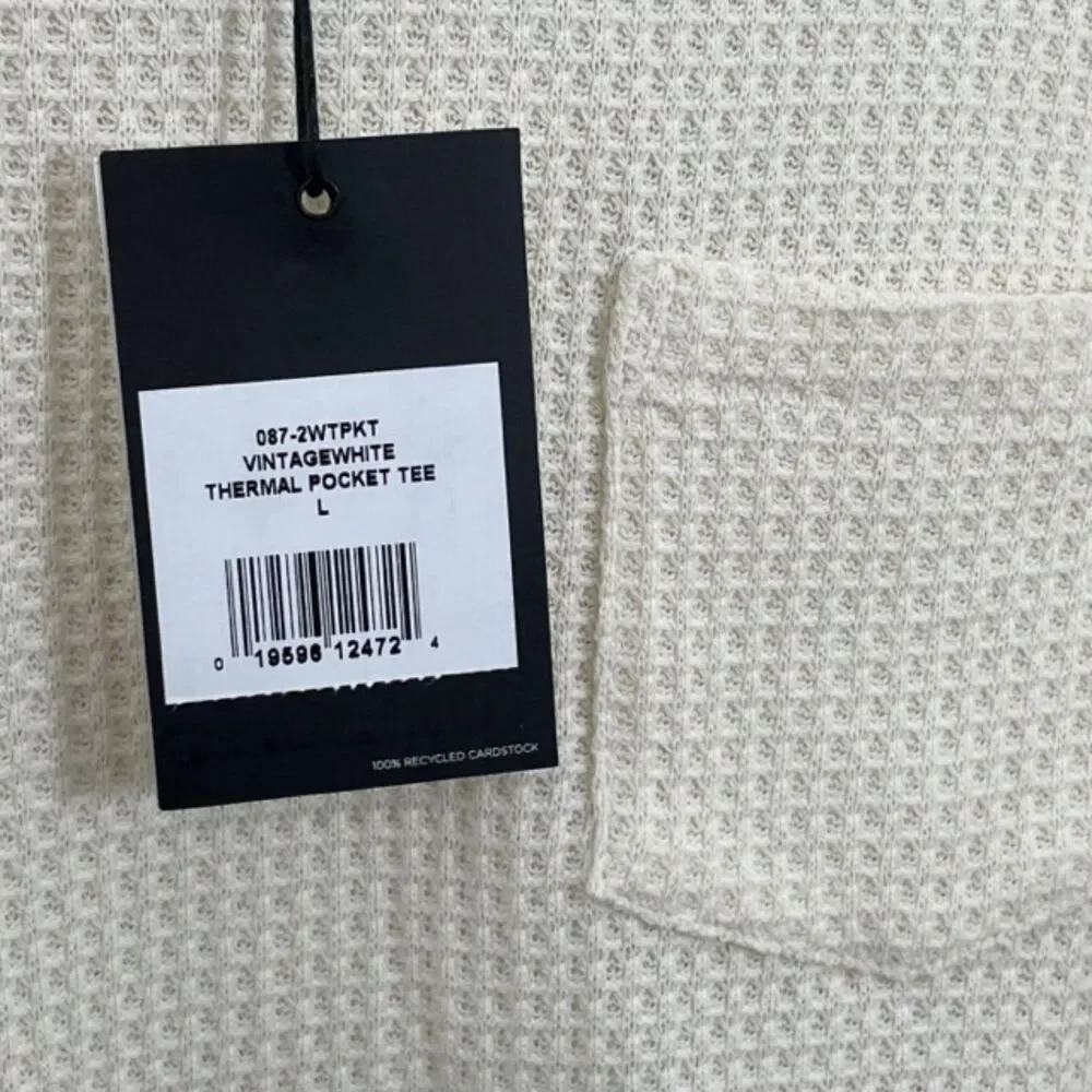 NWT RE/DONE Long Sleeve‎ Thermal Pocket Tee in Vintage White Size LARGE REDONE